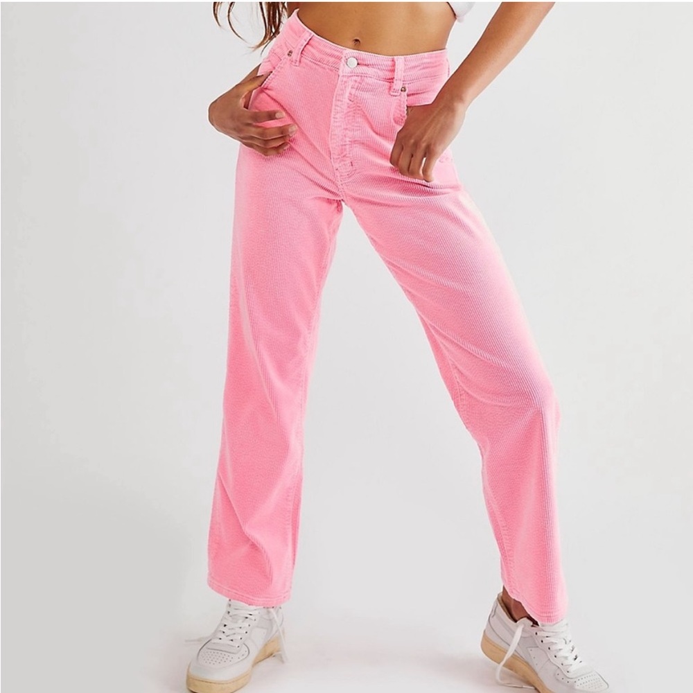 Rolla's Original High Rise Straight Leg Pant Pink Corduroy 25